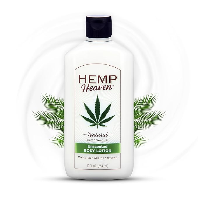 Hemp Heaven Hemp Lotion - Lotion Unscented Scent - Natural Hemp Seed Oil, Paraben-Free, 12 oz, Made in USA, Nourishing for Men & Women, EWG Verified, Anti-Aging