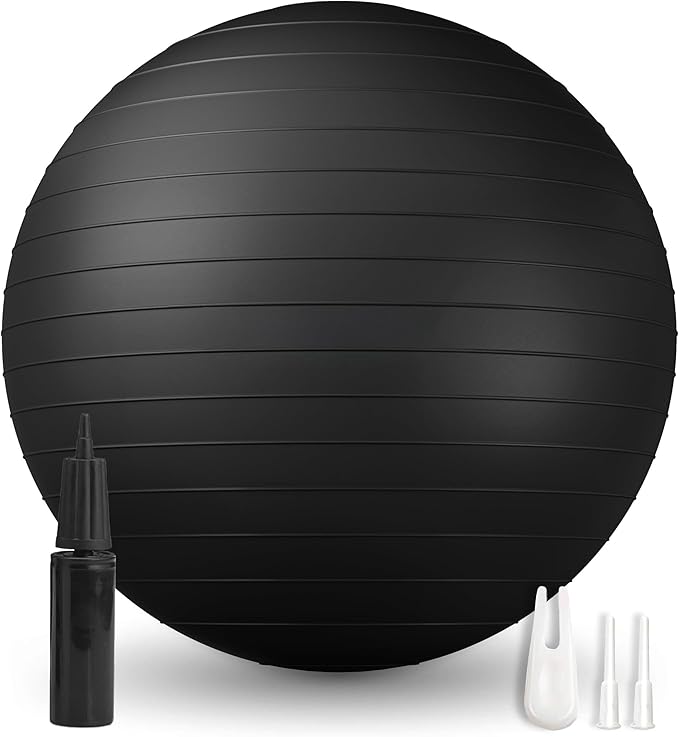 Exercise Ball - Yoga Ball Anti-Burst and Slip Resistant, for Fitness, Pregnancy, Stability, Balance, Core Workout - Training Ball w/Quick Pump - Office, Home, Gym