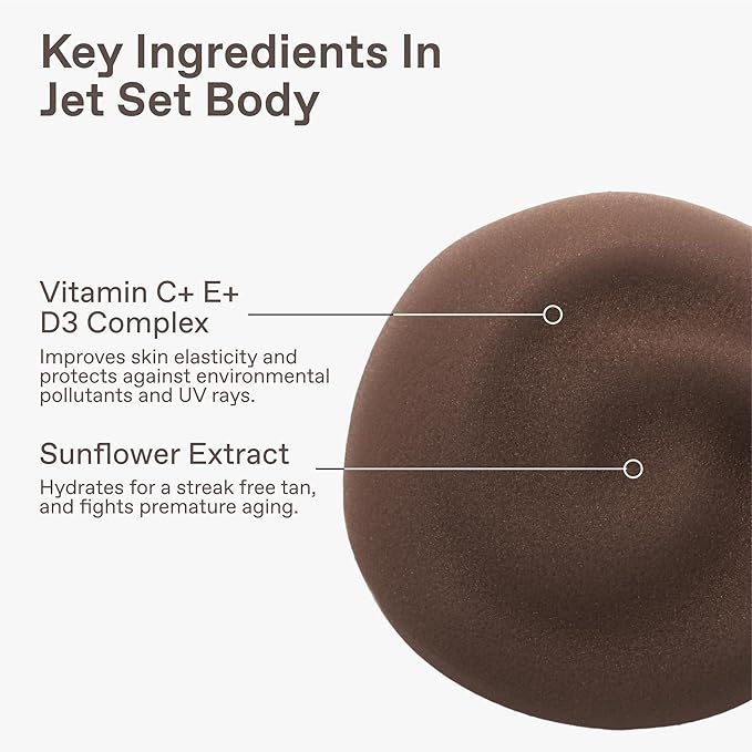 ENHANSE Jet Set Body Express Self Tanner Mousse & Tanning Mitt for Men, Hydrating Self Tan, Vitamin C E D3, Perfect Vacation Prep, Develops in 1-3 Hours, Anti Orange Streak Free Tanning, 5 Fl Oz