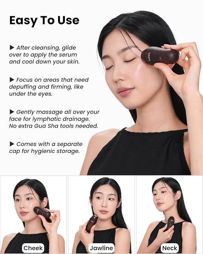 VAROL Ice Roll Serum for Face, Puffy Eyes, Under Eye Bags - Bakuchiol & Collagen for Wrinkles, Anti Aging, Ice Roller for Puffiness, Redness, Dark Circles - Korean Skin Care & Gua Sha, 1.69 Fl Oz