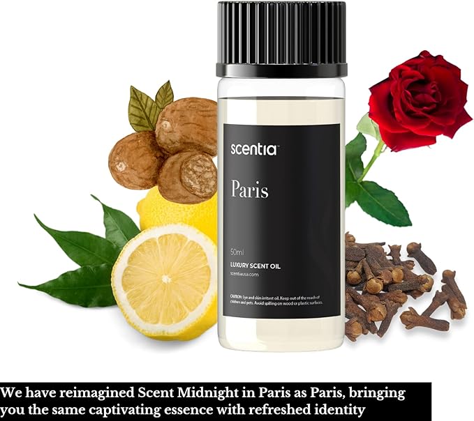 Scentia Essential Oil Blend Inspired by The Hotel Costes Paris Scent - 50 mL 1.69 fl oz - Fragrance Oil Blend of Rose, Clove & Sandalwood for Aromatherapy Diffuser & Humidifiers -Paris Muse