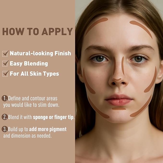 FV Contour Stick, Highly Pigmented & Blendable Cream Contour Bronzer Makeup, Long Lasting & Waterproof, for a Naturally Sculpted Look, Beginner Friendly, 04 Light Amber