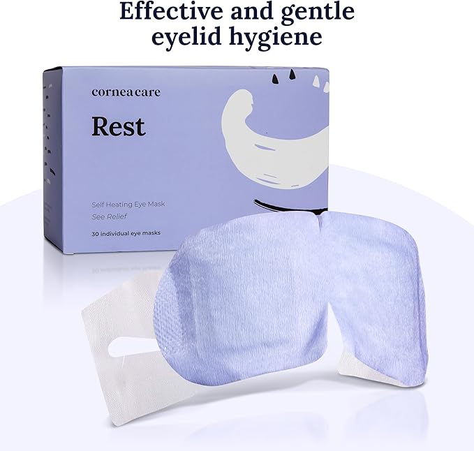 CorneaCare Rest: Self Heating Warm Compress for Dry Eyes | Heated Eye Mask for Fast Relief | Steam Mask for Stye Treatment | No Microwave or Washcloth Needed | Travel Ready Warm Compress | 90 Count