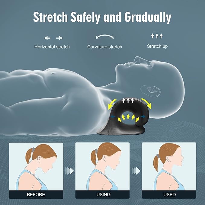 ComfortLife Neck Stretcher for Pain Relief, Neck and Shoulder Relaxer Cervical Traction Device Pillow for Muscle Relax and TMJ Pain Relief(Black)