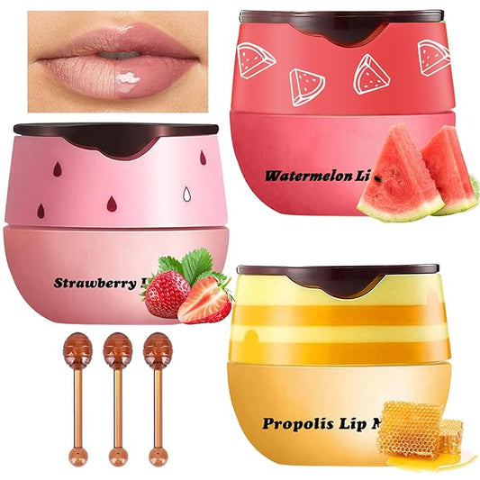 3Pcs Lip Balm Honey Pot Lines