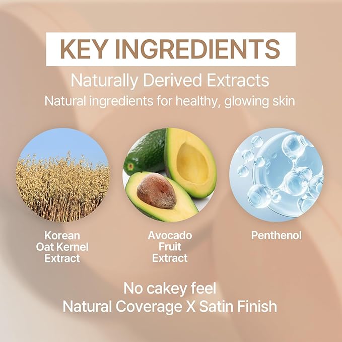 Natural Cover Glow Cushion Foundation | Satin Radiant Finish | Korean Foundation Makeup | Long-Lasting Natural Coverage | for All Skin Types 0.42 oz. (23N Natural Beige)