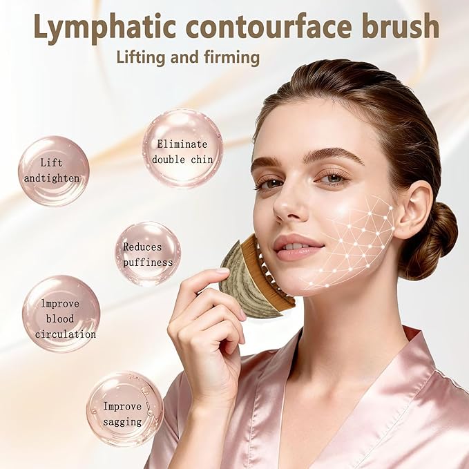 NTIERA New Lymphatic Contour Face Brush,2026 Jawline Sculpting Lymphatic Drainage Massager,Dry Brush Facial Tool for Puffiness Detox & Glow,Manual Skincare Brushs,Ultra Soft PBT Bristles