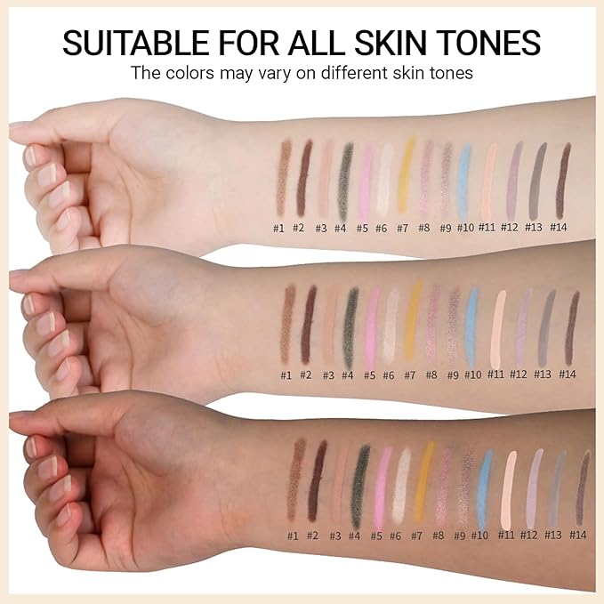 Erinde Waterproof Cream Eyeshadow Stick, Nude Beige Matte Eye Shadow Sticks, Cream to Powder Eye Brightener Pencil Crayon, Buildable & Blendable Long-Lasting Eye Shadow Stick, Vegan & Cruelty-Free, 03