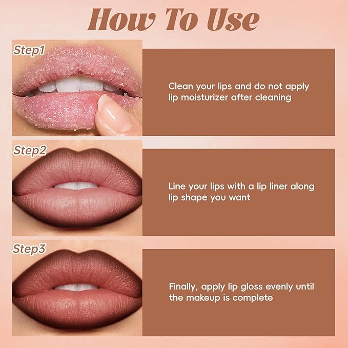 Noerrors 2PCS Gradient Lip Liner and Lipstick Lip Combo Set for Women, Brown Plumping Lip Liner Pencil & Nude Matte Lip Balm, Waterproof Long-Lasting Smudge-Proof Velvet Lip Makeup Kit for beginner