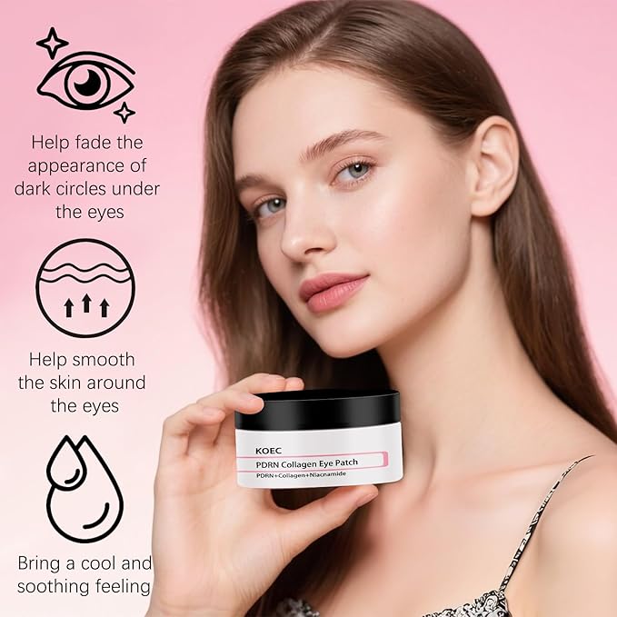 WOJJ Eye Patches, Specially Designed for Puffy Eyes and Dark Circles, Peptide Collagen Hydrogel Eye Masks, 60 Pieces, Skincare Product, Contains Caffeine and Niacinamide