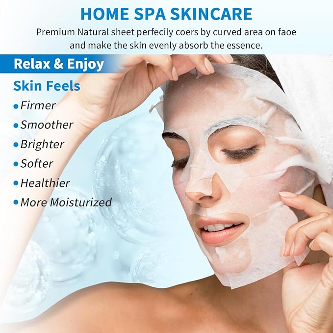 12 Pack Sheet Face Masks Skincare, Collagen Face Mask Hyaluronic Acid Hydrating Face Sheet Masks, Vitamin C Face Masks for All Skin Types, Moisturizing, Brightening, Anti-Aging, Valentine's Day Gift