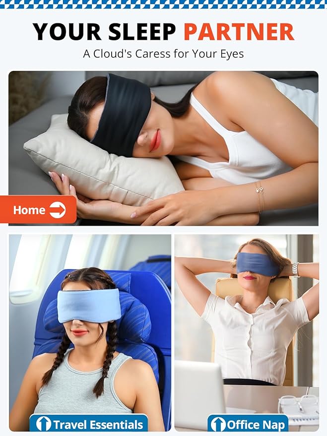 SARISUN Sleep Mask, Eye Mask for Sleeping, Upgraded Blackout Eye Cover for Women Men, Wider Adjustable Strap for Side Sleeper, Travel, Nap, Yoga, Ultra-Soft, Relief Eye, Pink