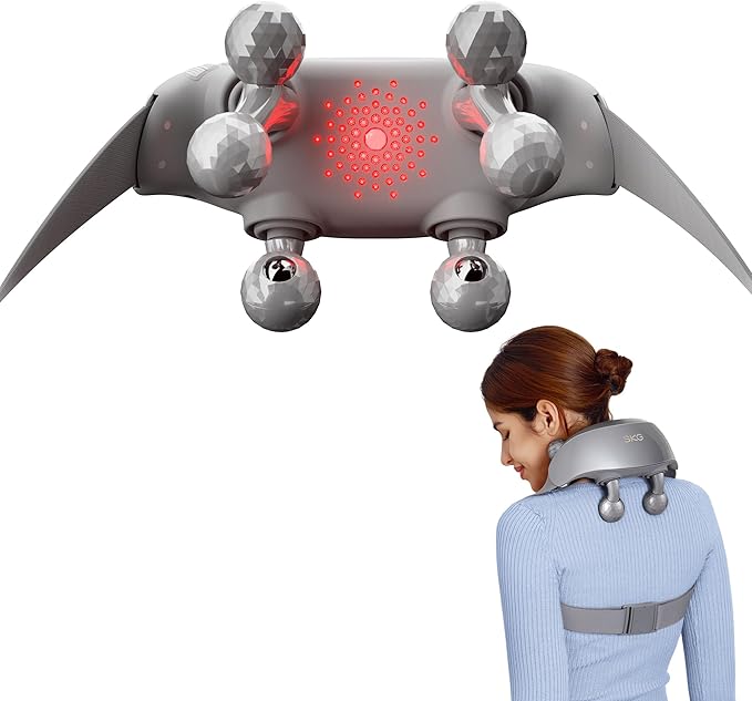 SKG Neck Massager for Pain Relief Deep Tissue Shiatsu Neck and Shoulder Cordless Massger with Heat Valentine Gifts for Men and Women Dad Mom Grandpa H7 Ultra Grey