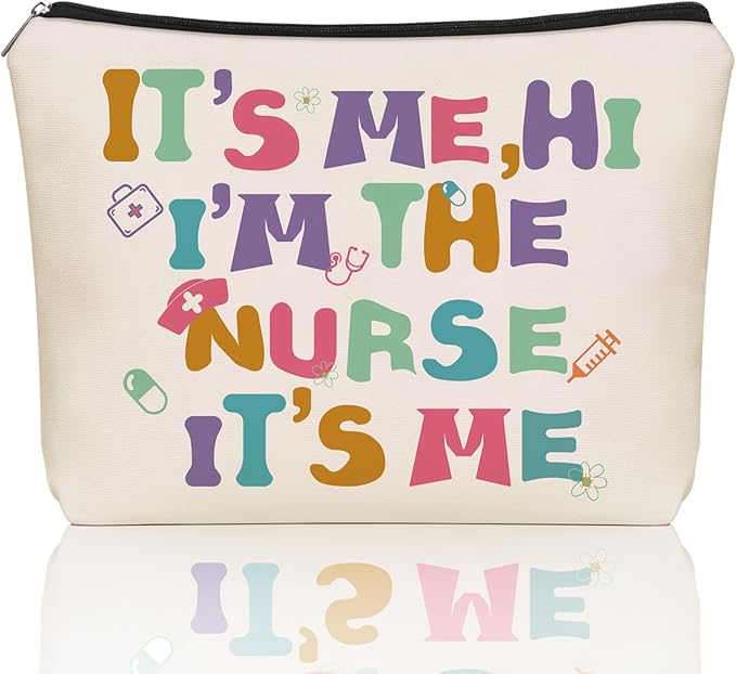 Girlly Nurse Makeup Bag: I'M THE Nurse Themed Cosmetic & Toiletry Organizer Pouch, Cute Nurse Appreciation Gifts for Womens, Girls, Teens, friends, Mom, Sister, Coworker For Travel, Parties, Birthdays