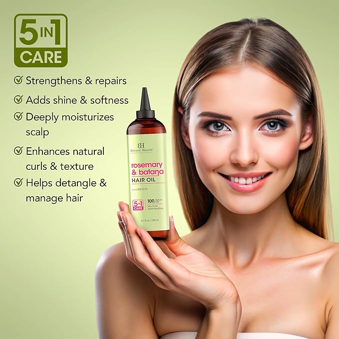 Botanic Hearth Hair Oil for Hair Growth & Home Hair Perm Kit | Strengthening Dry, Frizzy, Damaged Hair & Scalp Treatment | Rosemary Batana Hair Oil – 6.7 Fl Oz (2 Pack)