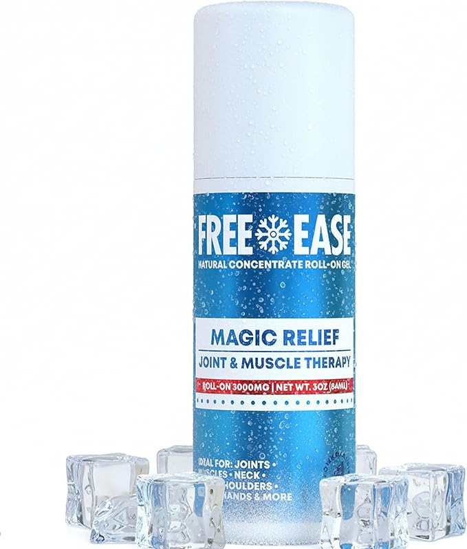 Free-Ease Magic Relief Roller – Nerve Joint and Muscle Pain Relief Roll On – Fast Cooling Therapy for Back, Neck, Shoulder, Knee Pain - Supports Joint Flexibility and Overall Mobility - Made in USA