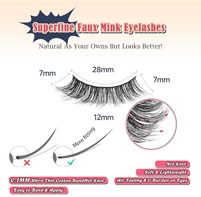Lashes False Eyelashes 13MM Wispy Lashes Pack Fluffy Lash Strips False EyeLashes with Thin Band C Curl Natural Lashes Fake Eyelash 7 Pair Siligli