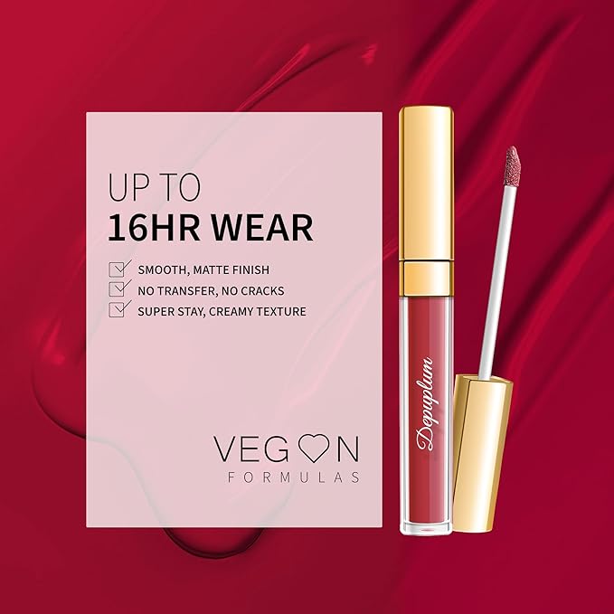 Depuplum Dark Red Lipstick Matte for Women Superstay Wine Red Long Lasting Lipstick Smudgeproof Liquid Lipsticks Cruelty Free Lip Makeup, DM30 Witch Red