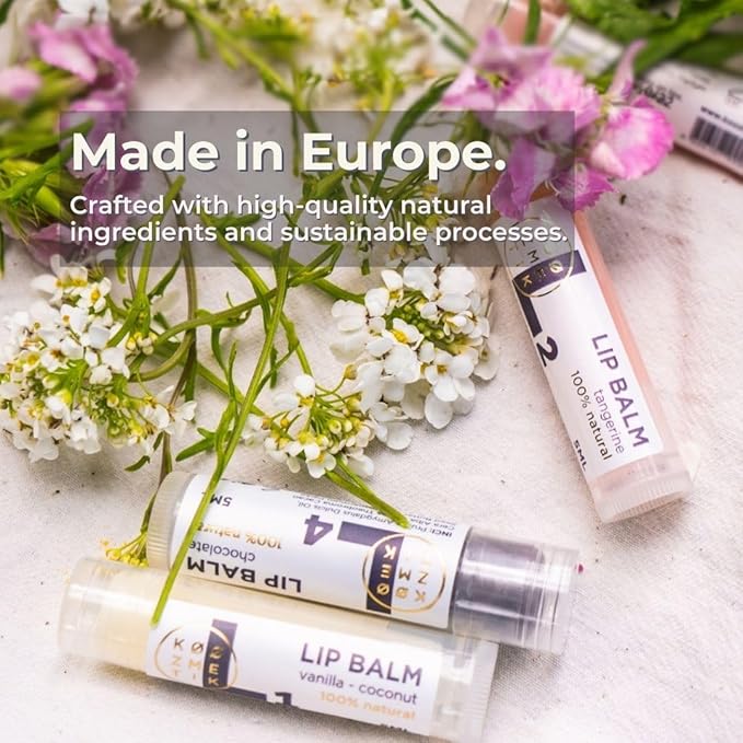 KØØZMETIK L1 Natural Lip Balm | Moisturizing Lip Care with Almond Oil, Cocoa Butter, Shea Butter & Beeswax | Hydrating Repair Formula for Soft & Smooth Lips
