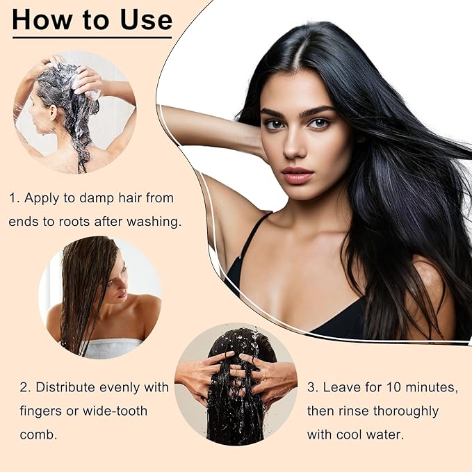 Collagen Hair Mask for Damaged Hair - Deep Repair Conditioning Argan Oil Treatment for Curly or Straight Thin Fine Hair (250ml)