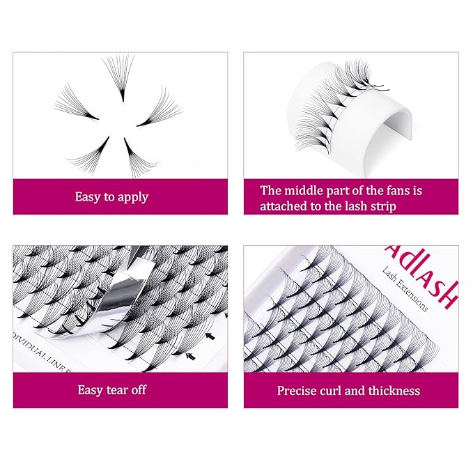 Premade Fans 10D 0.07 D Curl 18mm Volume Lash Extensions Premade Lashes Volume lashes Short Stem Lash Extension Supplies (10D-0.07-D, 18mm)