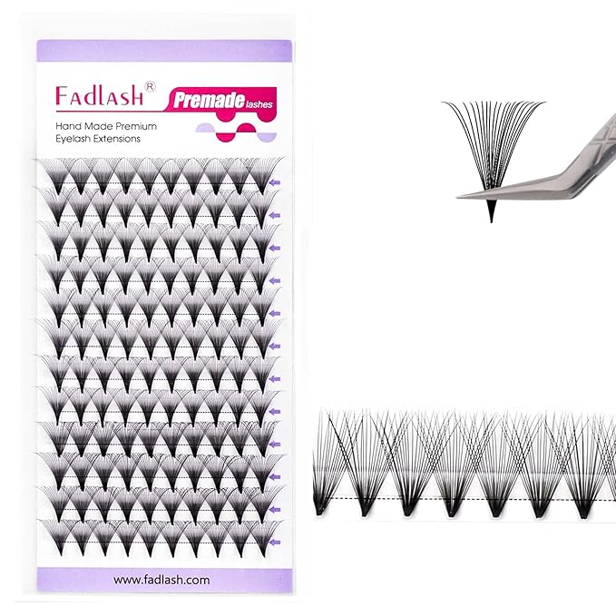 FADLASH Premade Lash Fans D Curl Premade Fans Eyelash Extensions 20D 0.07 Volume Lash Fans Premade Handmade Premade Lash Extensions Fans (20D-0.07D-12mm)