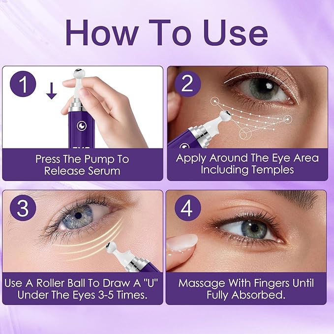 YAFUSIPE Caffeine Eye Serum for Puffy Dark Circles, Instant Depuffing Under Eye Treatment Anti-Aging Firming Undereye Serum with Roller for Wrinkles Bags Fine Lines Brightening Christmas 0.5 Floz