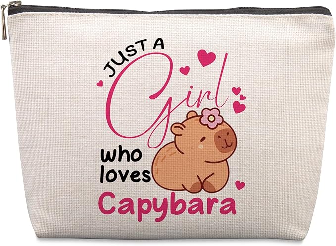 Lcoanriut Cute Capybara Makeup Bag Pencil Case Funny Capibara Gifts for Capybara Lovers Girls Women Funny Birthday Friendship Christmas Gifts Zipper Pouch for Women Best Friends Sister Bestie