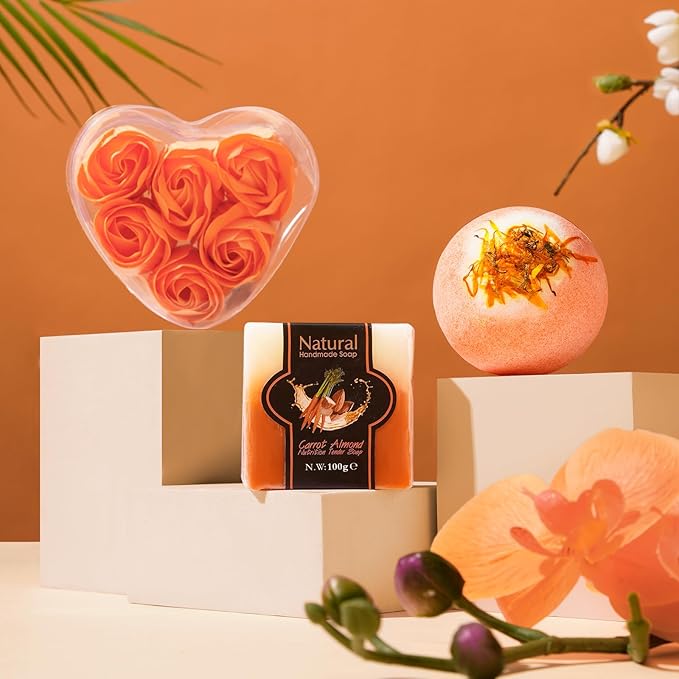 Valentines Day Gifts Basket for Her Wife,Orange Birthday Gifts for Mom Women Her Girlfriend Coworker w/Fall Cozy Socks&Blanket,Autumn Self Care Package Bath Set,Birthday,Valentines Gifts Box for Women