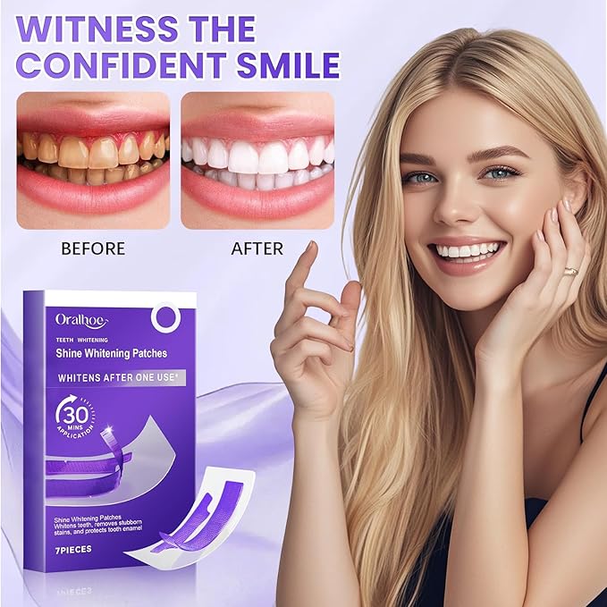 2PCS Purple Teeth Whitening Strips, Enamel Safe for Sensitive Tooth, Coffee & Smoking Deep Stain Power Removal, Residue-Free Non-Slip, Professional Treatments(14Pairs)