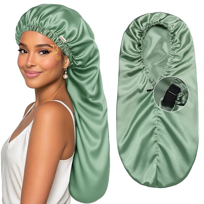 YANIBEST Long Bonnet Braid Bonnet for Sleeping Adjustable Satin Silk Bonnet for Braids Sleep Bonnet for Women Locs