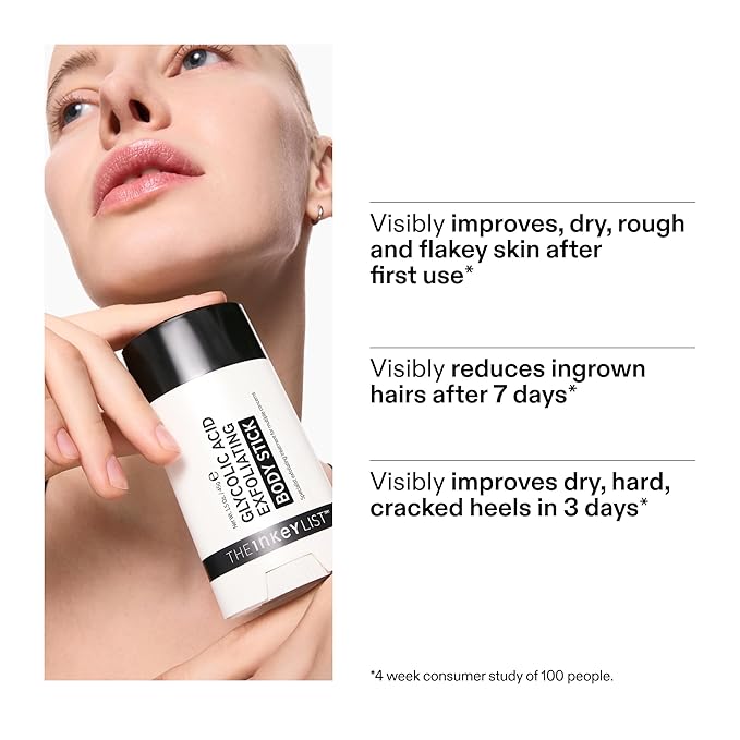 The INKEY List Glycolic Acid Exfoliating Body Stick - Deep Exfoliation for Rough, Bumpy Skin, Fragrance Free, Targets KP & Ingrown Hairs, Suitable For All Skin Types