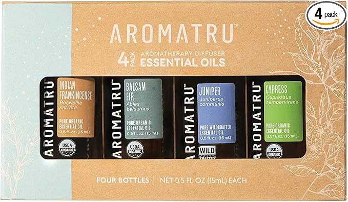 Elevate Essential Oil Kit – Indian Frankincense, Balsam Fir, Juniper, and Cypress – Organic & Wildcrafted – ISO Certified – No Synthetic Fillers – Ethically Sourced
