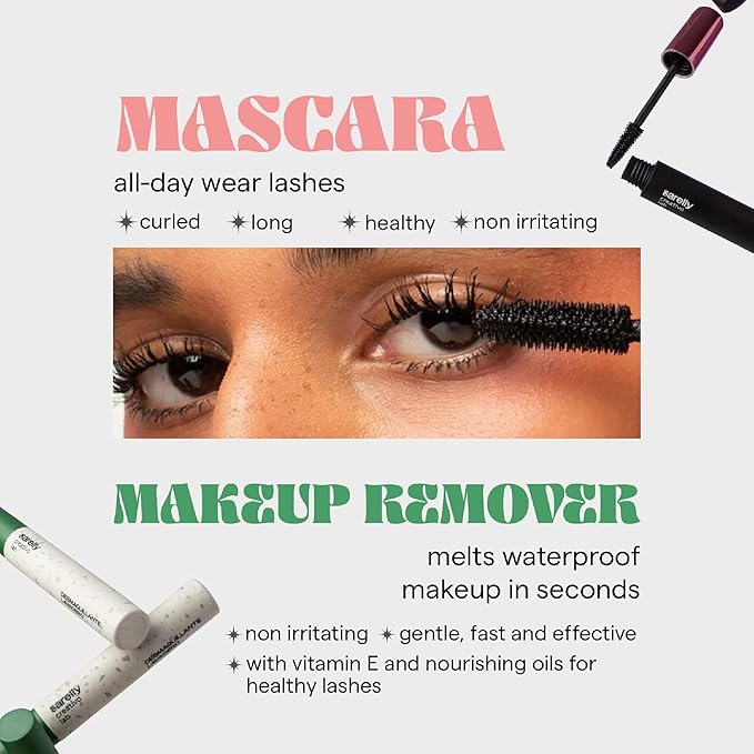 SARELLY Lash Kit | Horse Lashes Mascara + Lavadero Eye Makeup Remover | Waterproof Volume & Gentle Removal | Vegan & Cruelty-Free