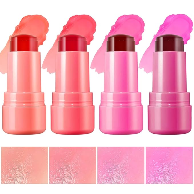 Jelly Blush Stick,Jelly Stain Stick,4Pcs Lightweight Long Lasting Lightweight