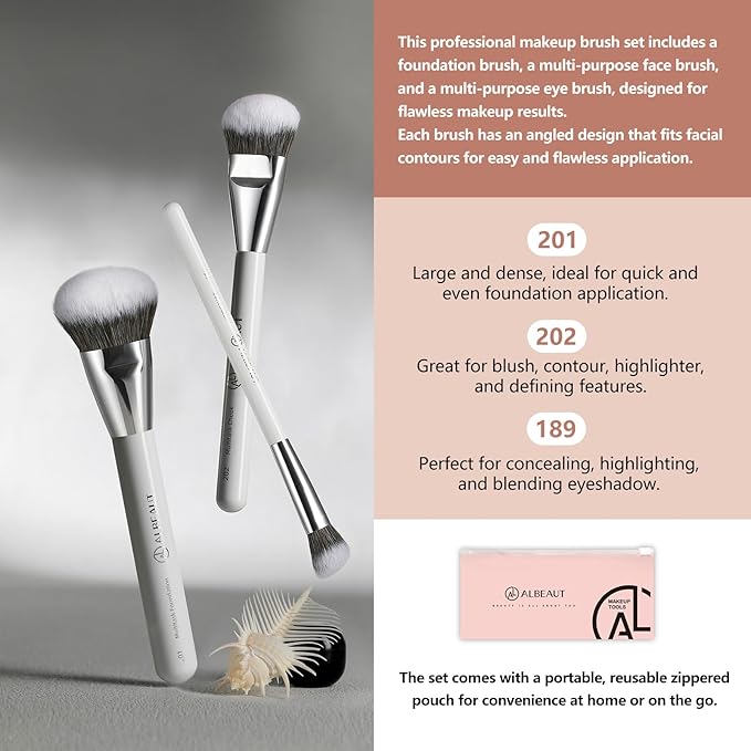 Albeaut Makeup Brush for Foundation Concealer Blush Contour Liquid Cream Blending Angled Shape