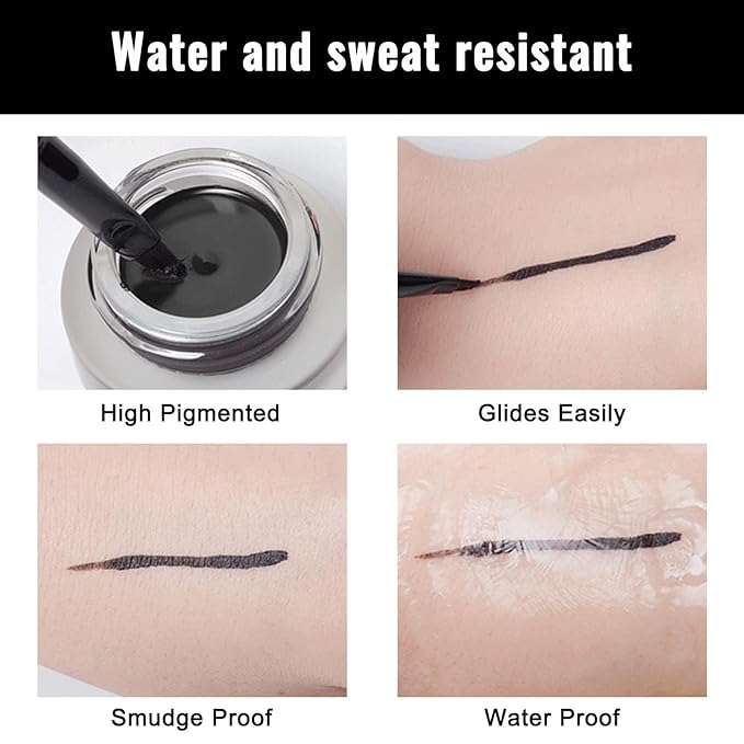 Erinde Lavender Purple Gel Eyeliner, Waterproof Long Lasting Cream Eyeliner Gel Pot, High-Intensity Pigments Smudge-Proof Eye Liner Makeup, Water-Resistant Eye Liner with 2PCS Brushes, 11