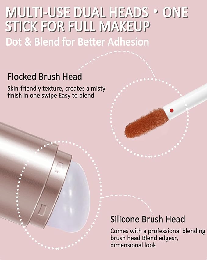 Velvet Cream Blush for Cheeks and Lips Tint, Rose Pink Matte Double-Ended Face Blusher with Silicone Brush, Blendable Waterproof Long-Lasting Liquid Blushes,Lightweight Facial Makeup Gift for Women-4#