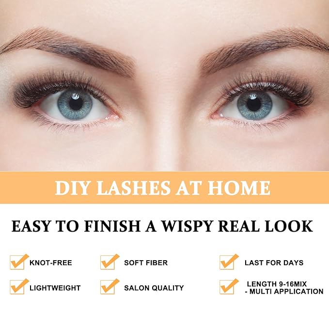 B&Q Lash Clusters 280PCS Eyelash Clusters, 40D D 9-16MIX Individual Lash Comfortable Eyelash Extension, Classic Look & Soft Pestañas Postizas Diy at Home(RRDH-40D-0.07D-9-16MIX new)