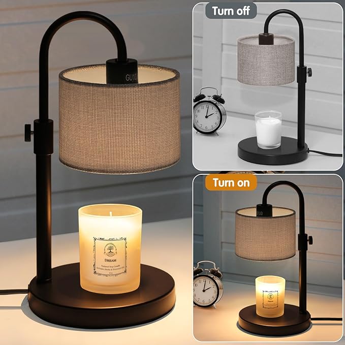 Candle Warmer Lamp with Timer, Dimmable Candle Wax Warmer Candle Lamp with 2 Bulbs, House Warming Gifts Christmas Gifts for Women Bedroom Home Decor (Gray-Upgraded)