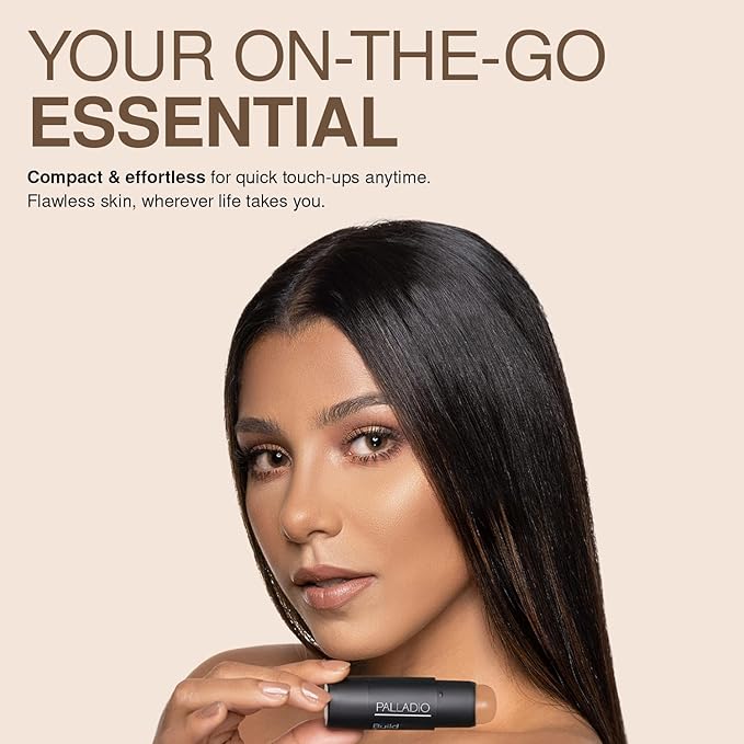 Palladio BUILD & BLEND Foundation Stick, Medium Coverage Buildable Contour Stick for Face, Ultra Blendable Creamy Formula for a Natural Shine Free Finish, (Warm Caramel)