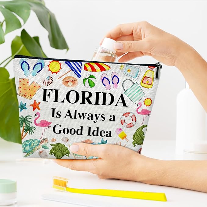 Ythuil Florida Travel Makeup Bag, Florida Girl Gift, Travel Vacation Gift Pouch, Trip Souvenirs, Travelling Lover Cosmetic Bag for Purse