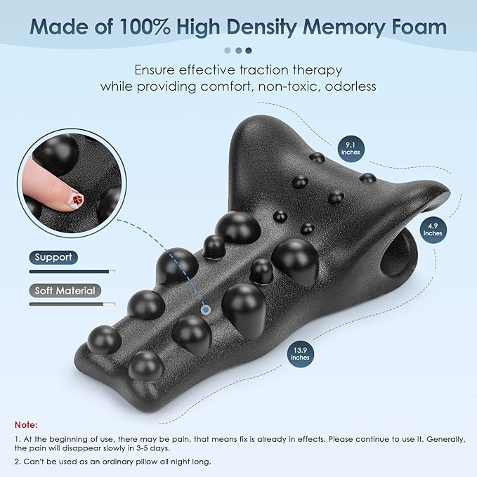 Z2 Neck Stretcher and Shoulder Relaxer Cervical Traction Device Memory Foam Back Pillow for Pain Relief for Home Office Outdoor Sport