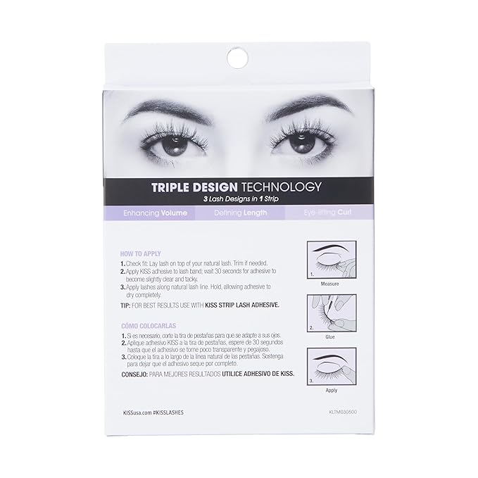KISS Lash Couture Triple Push Up Collection Multipack, 3D Volume False Eyelashes with Triple Design Technology, Multi-Angles & Lengths, Reusable, Style 'Babydoll', 4 Pairs Fake Eyelashes (Pack of 2)