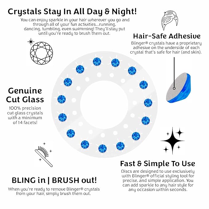 blinger® Shimmer Crystal Refill Pack – as seen on Shark Tank | 5 Discs – 75 Precision-Cut Glass Crystals | Hair-Safe Accessories | Styling Tool Not Included| Rose 4 mm