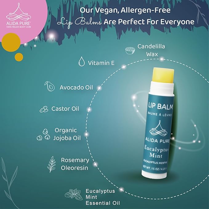 Eucalyptus Mint Lip Balm Collection, Vegan Lips,