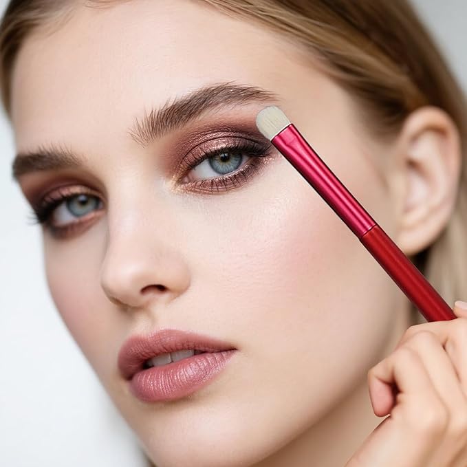 Unfovi 14-Piece Daily Makeup Brush Set - Essential Cosmetic Brushes Kit for Foundation, Concealer, Eyeshadow & Powder Blush, Professional Face Blending Brushes Kit for Women(Red)