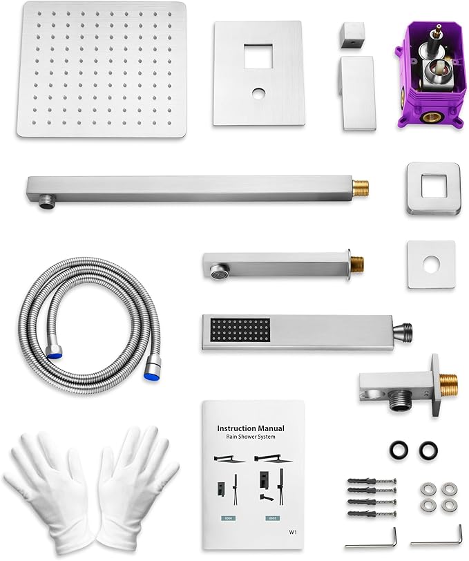 GRANDJOY 10" Shower Faucet Set with Tub Spount, High Pressure Rainfall Shower Head and Handheld Sprayer Combo, Bathroom Tub Shower Faucet Set, Brushed Nickel