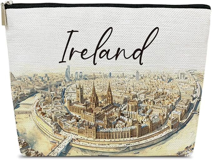 Ythuil Ireland Travel Gifts Makeup Bag, City Travel Cosmetic Bag for Purse, Watercolor Makeup Bags, Ireland Souvenir, Trip Favors for Traveller Lovers, City Themed Organizer