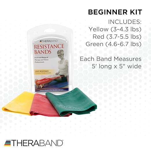 THERABAND Latex, Yellow/Red/Green - Beginner Set